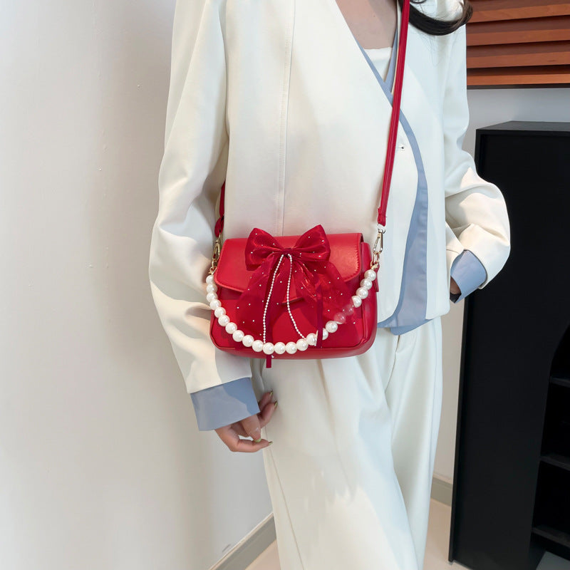PU Bow Detail Structured Sling Bag