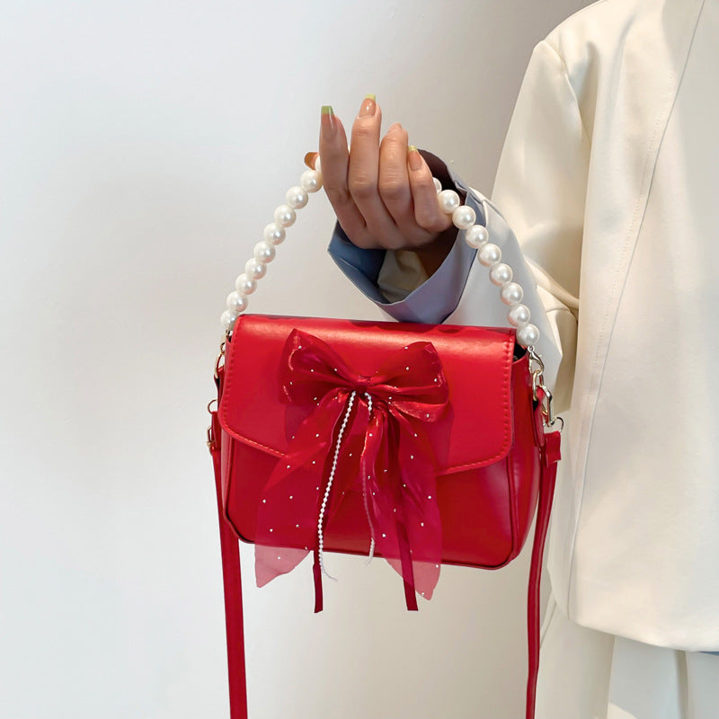 PU Bow Detail Structured Sling Bag