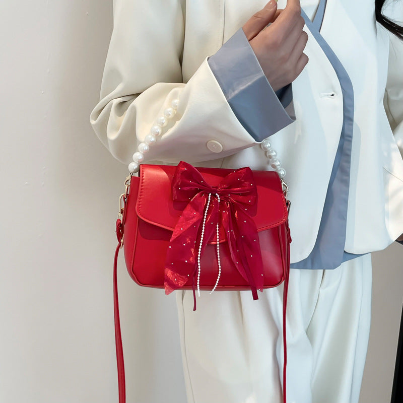 PU Bow Detail Structured Sling Bag