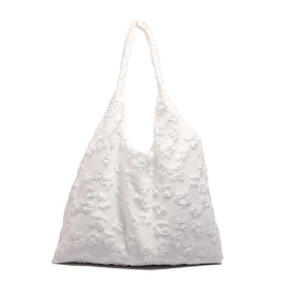 Floral Self Design Half Moon Shoulder Bag