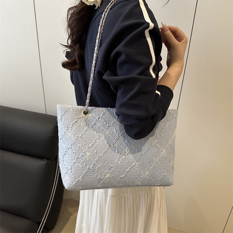 Geometric Textured Bucket Shoulder Bag