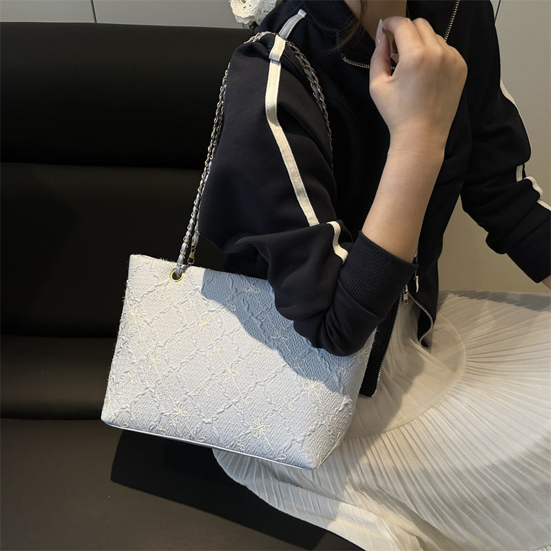 Geometric Textured Bucket Shoulder Bag