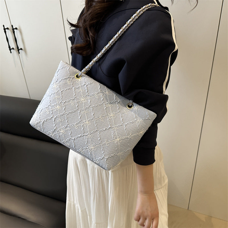 Geometric Textured Bucket Shoulder Bag