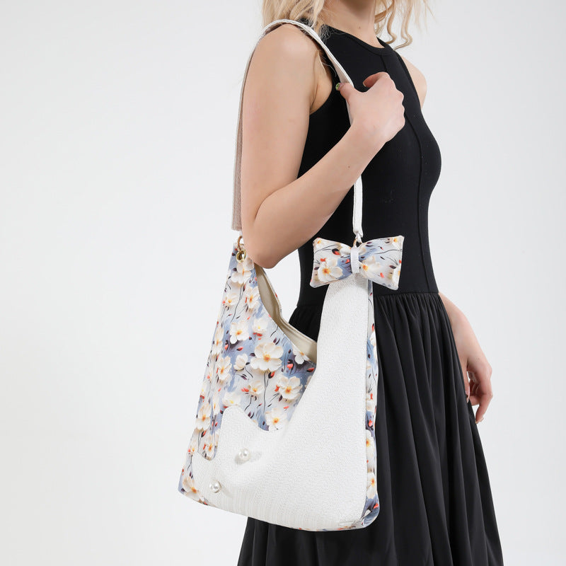 Black Printed One Handle Handheld Bag