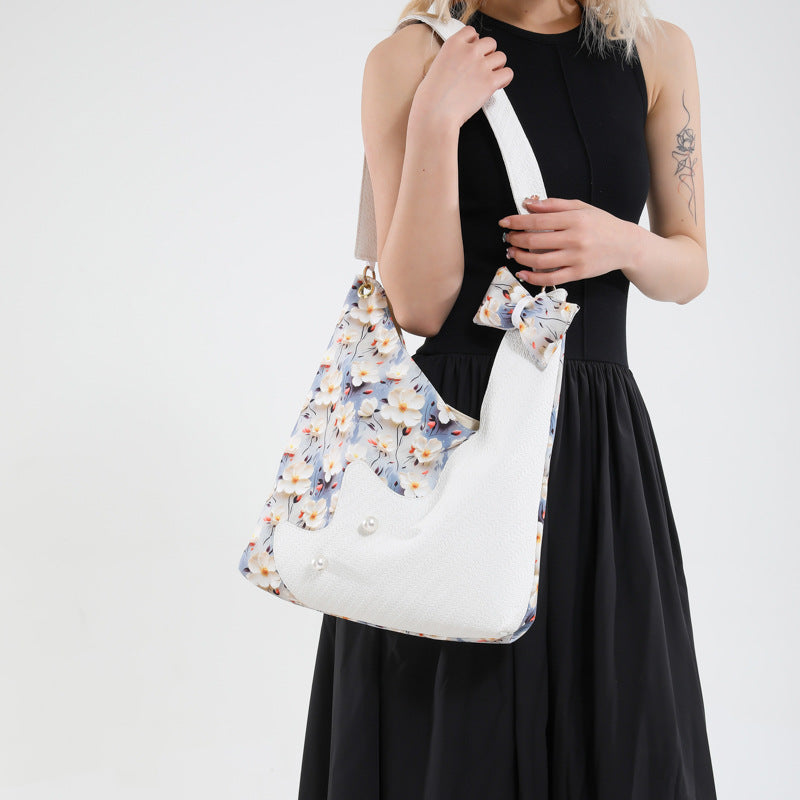 Black Printed One Handle Handheld Bag
