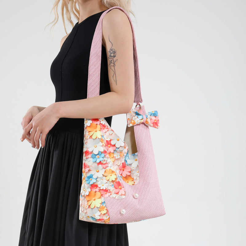 Black Printed One Handle Handheld Bag