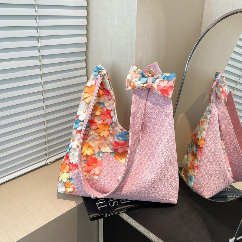 Black Printed One Handle Handheld Bag