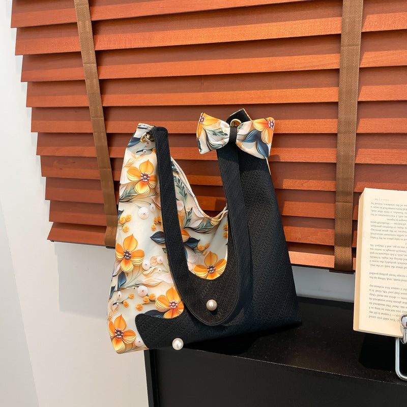 Black Printed One Handle Handheld Bag
