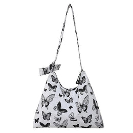 Black Printed One Handle Hobo Bag