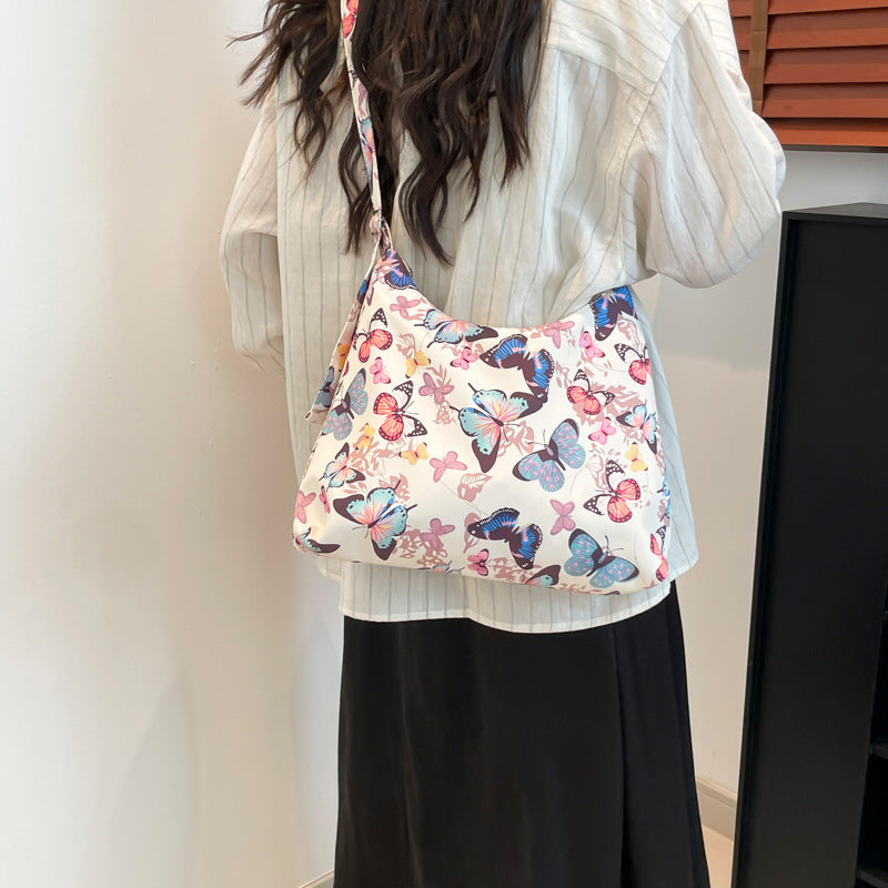 Black Printed One Handle Hobo Bag