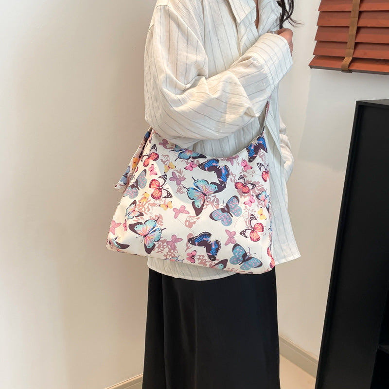 Black Printed One Handle Hobo Bag
