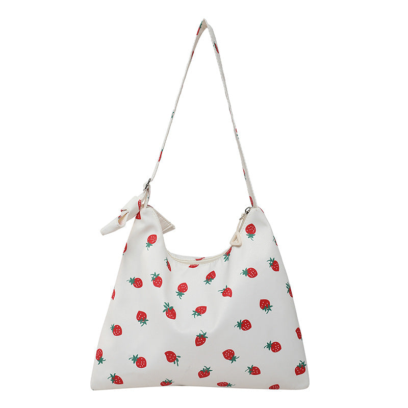 Black Printed One Handle Hobo Bag