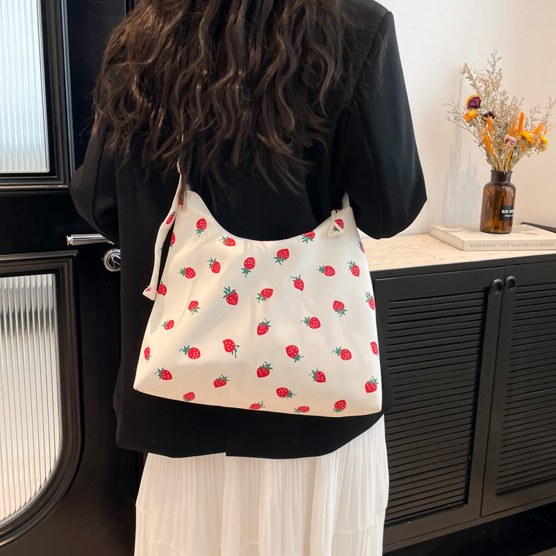 Black Printed One Handle Hobo Bag