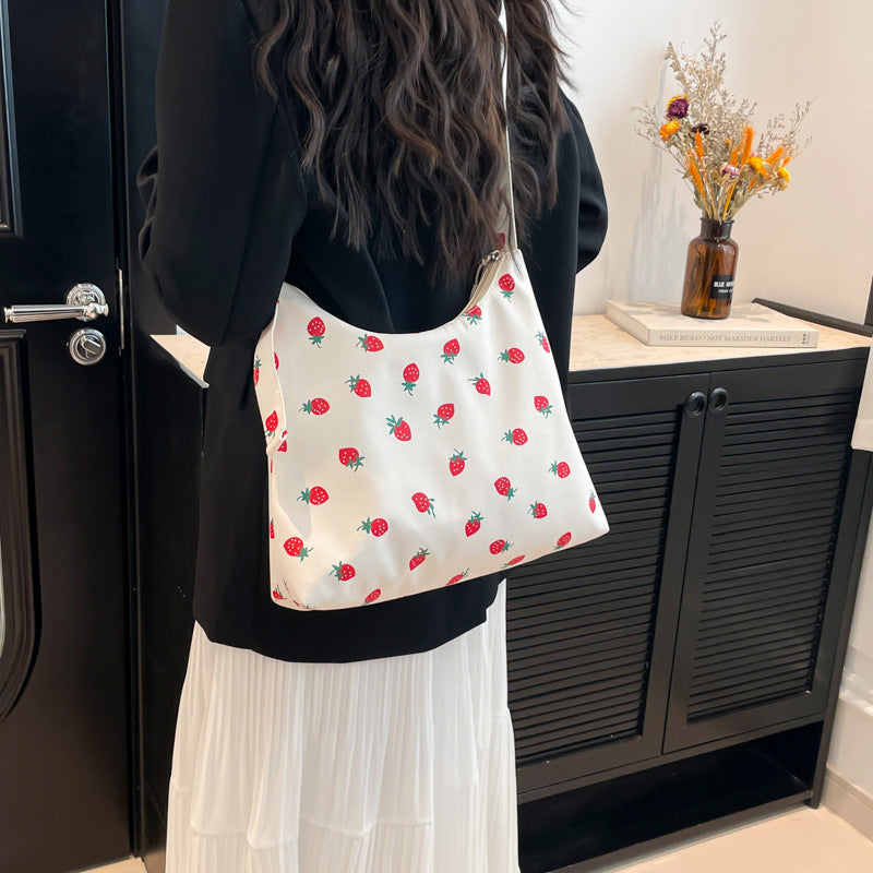 Black Printed One Handle Hobo Bag