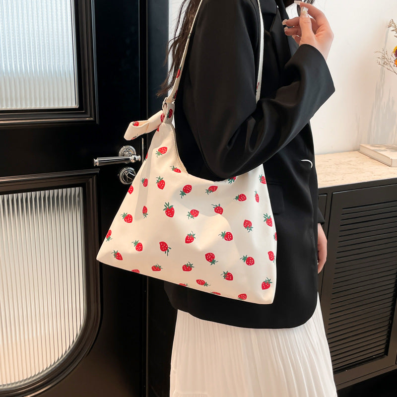 Black Printed One Handle Hobo Bag