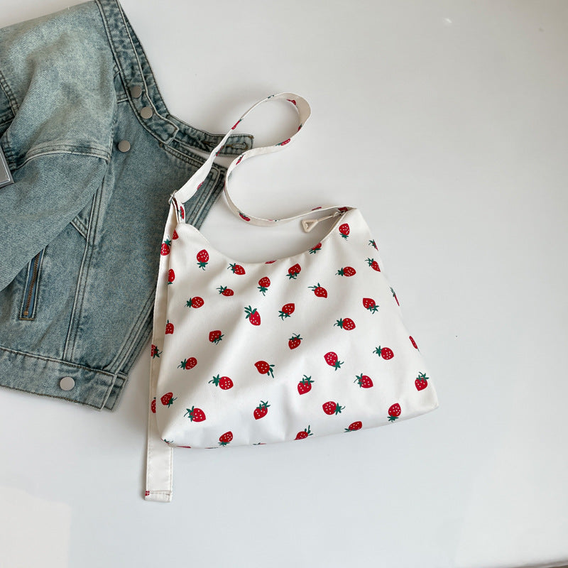 Black Printed One Handle Hobo Bag