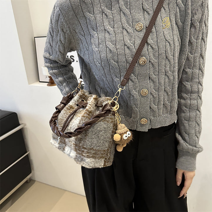 Checked Swagger Sling Bag with Applique