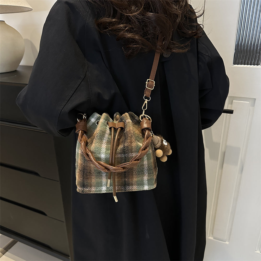 Checked Swagger Sling Bag with Applique