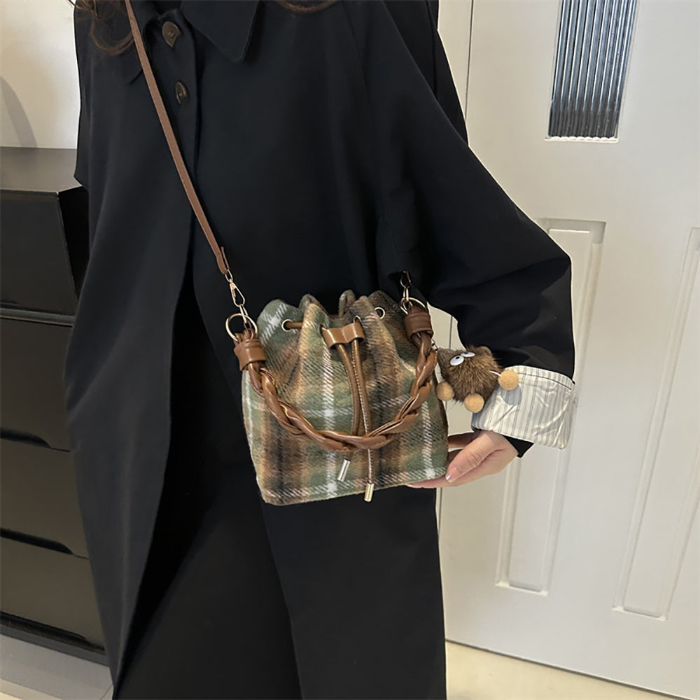 Checked Swagger Sling Bag with Applique