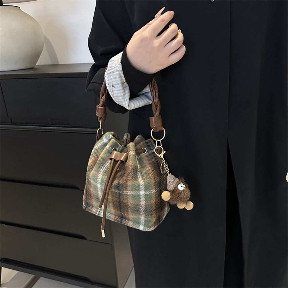 Checked Swagger Sling Bag with Applique