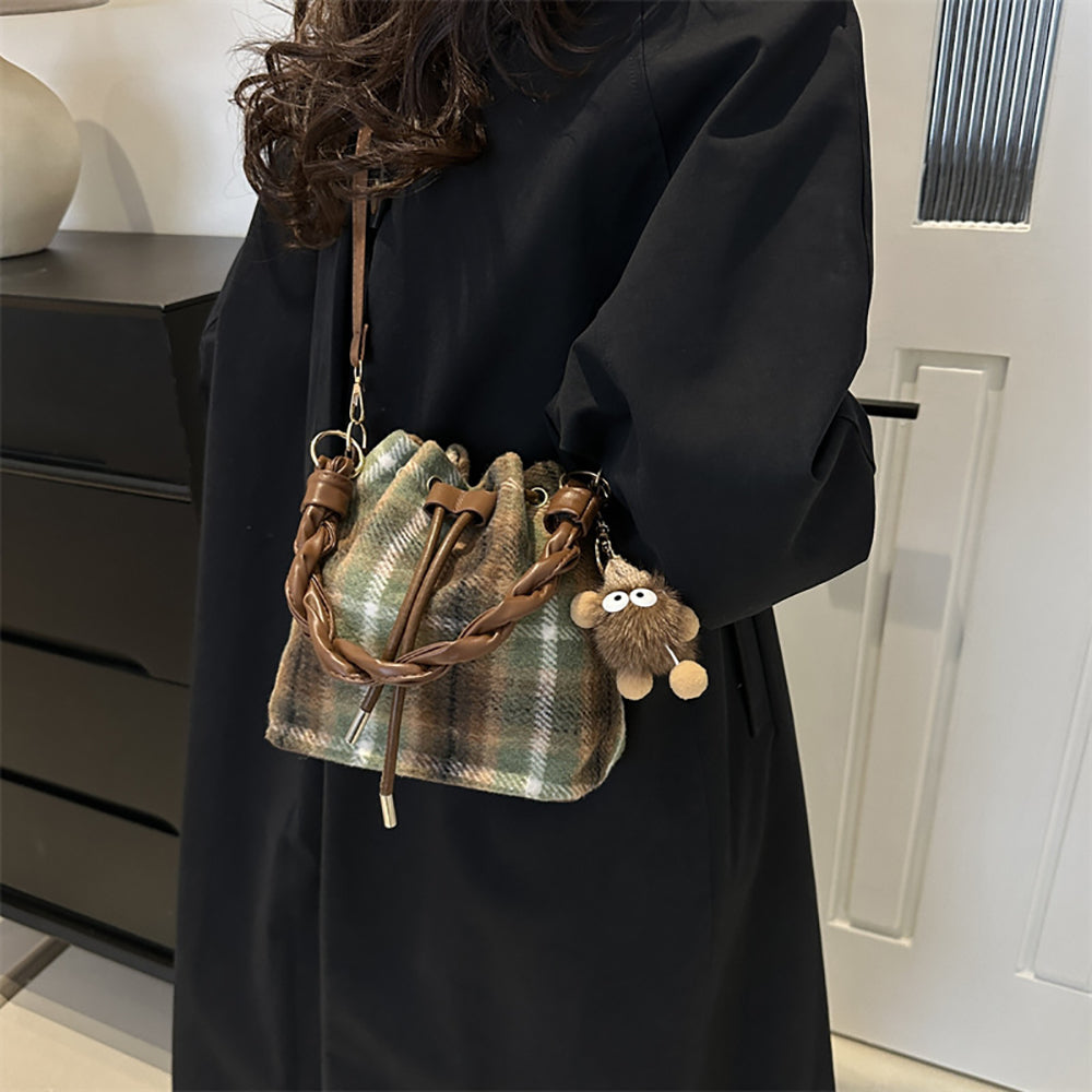 Checked Swagger Sling Bag with Applique