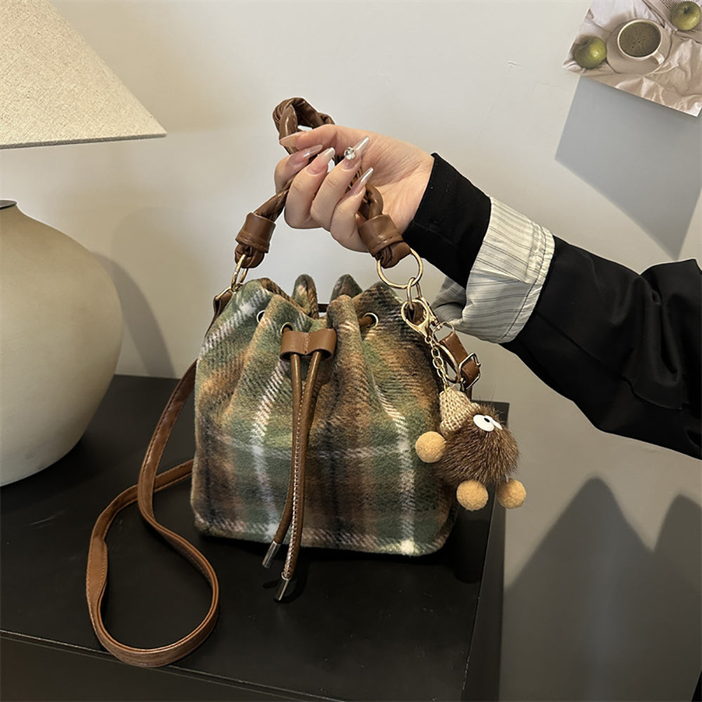 Checked Swagger Sling Bag with Applique