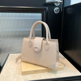 Khaki Solid Two Handles Handheld Bag