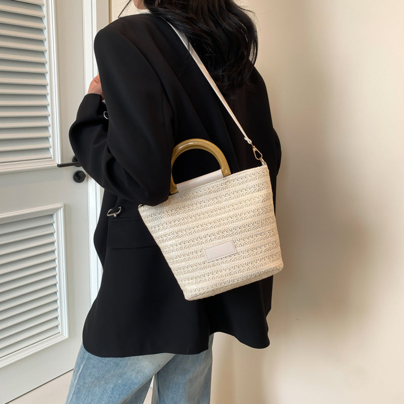 Black Textured One Handle Hobo Bag