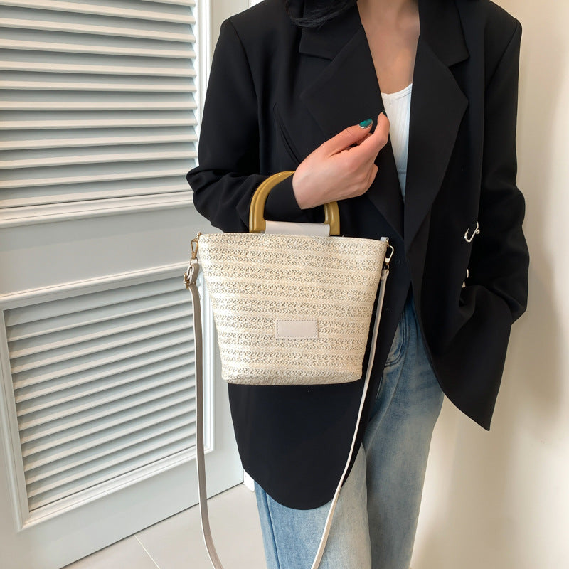 Black Textured One Handle Hobo Bag