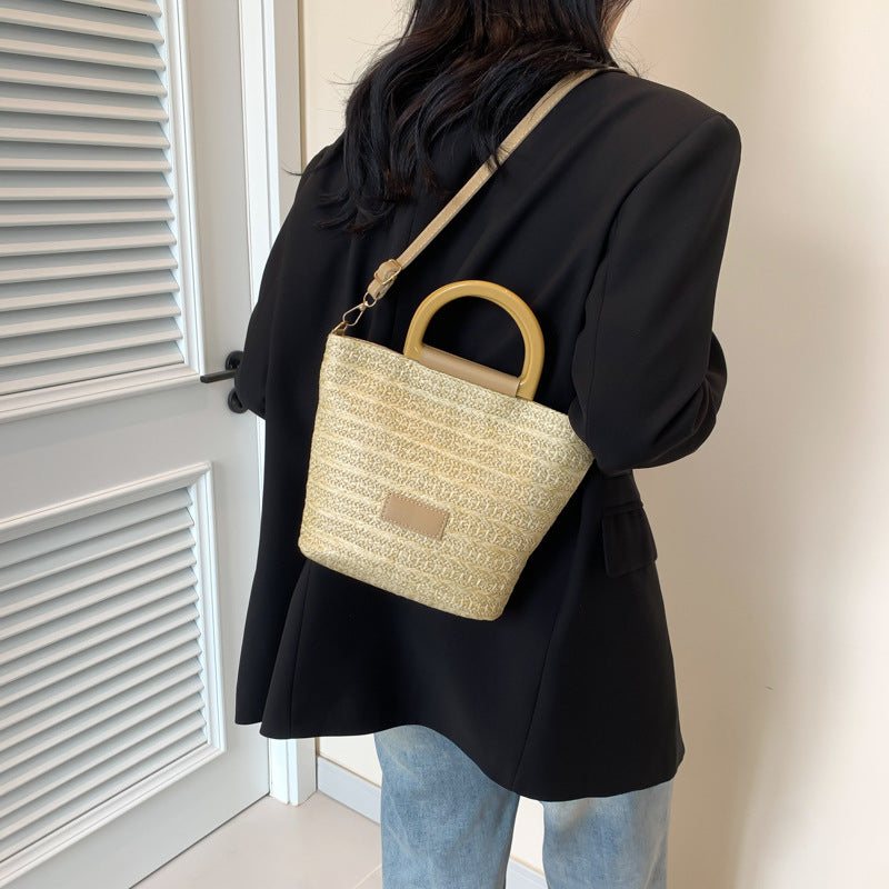 Black Textured One Handle Hobo Bag