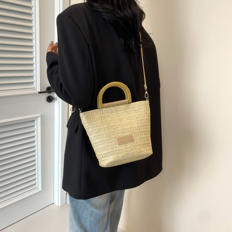 Black Textured One Handle Hobo Bag