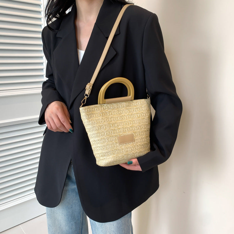 Black Textured One Handle Hobo Bag