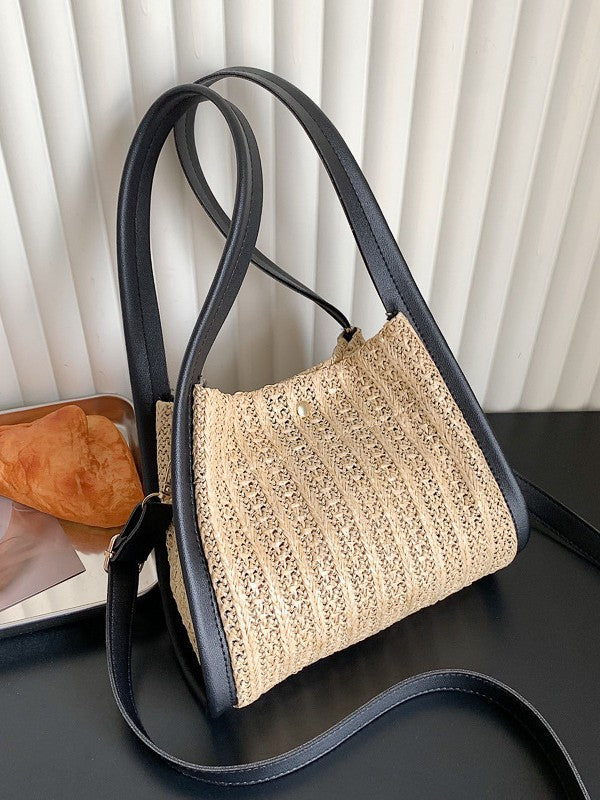 Black Textured One Handle Handheld Bag