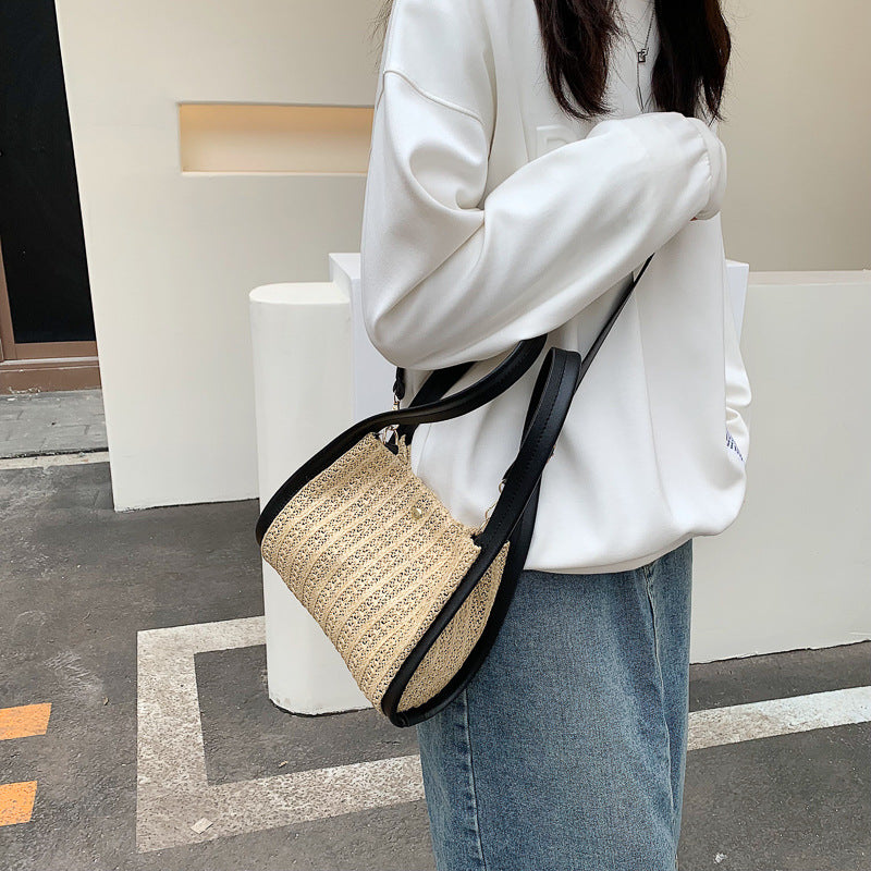 Black Textured One Handle Handheld Bag