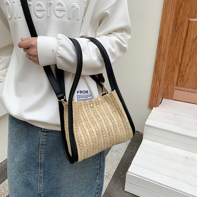 Black Textured One Handle Handheld Bag