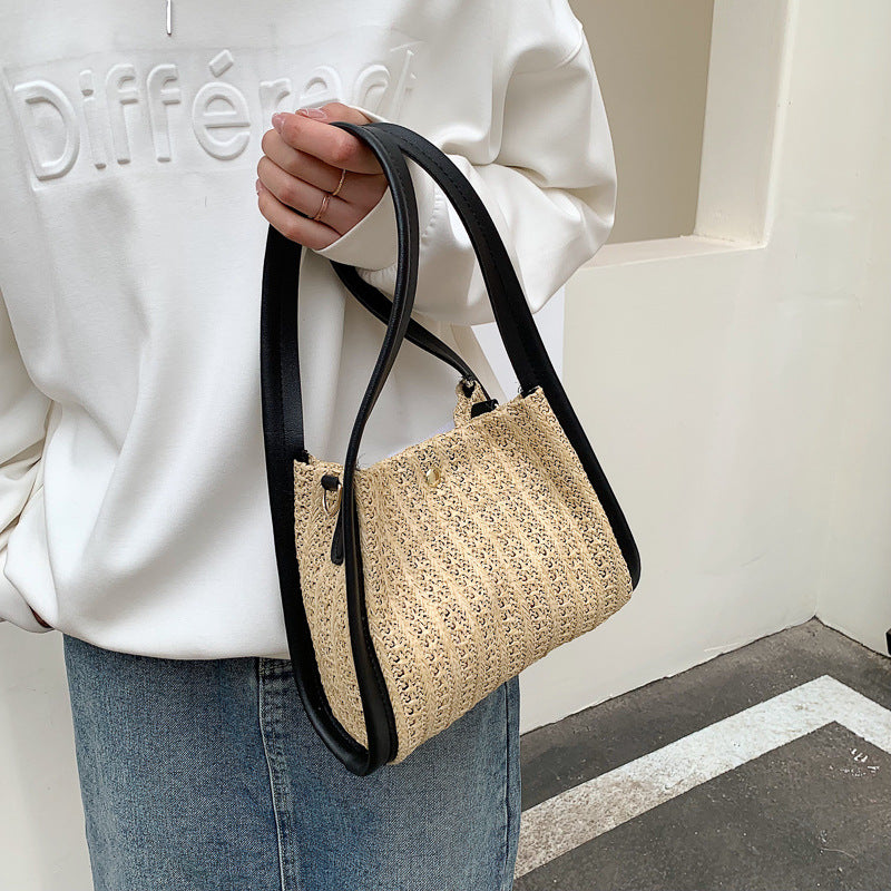 Black Textured One Handle Handheld Bag