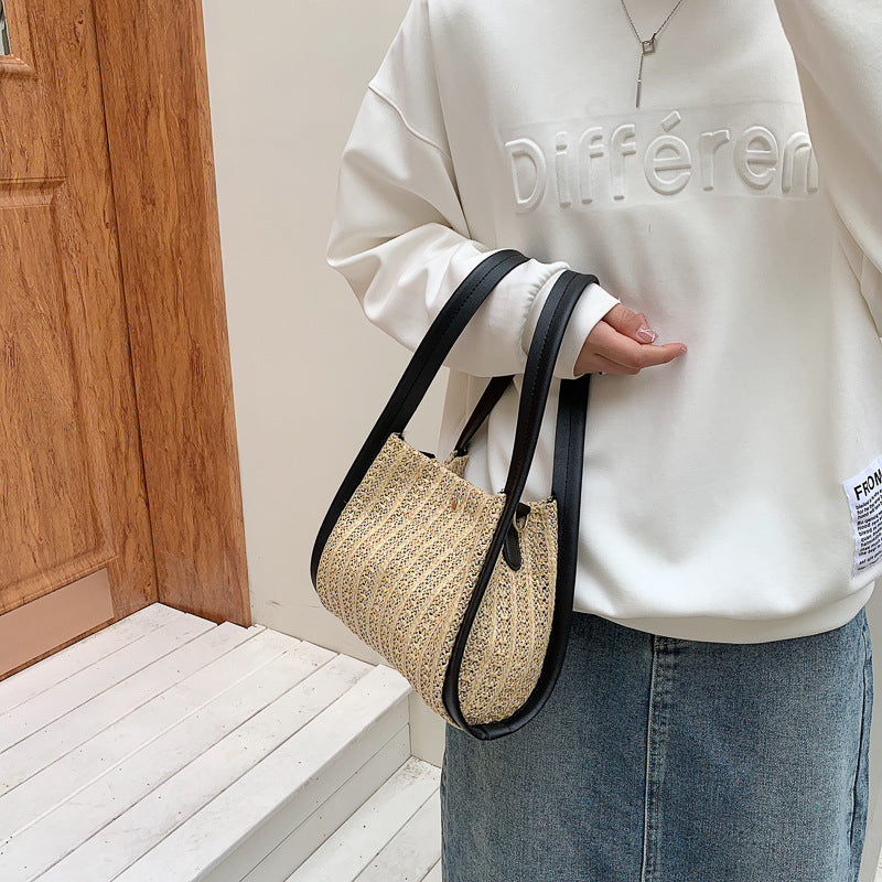 Black Textured One Handle Handheld Bag