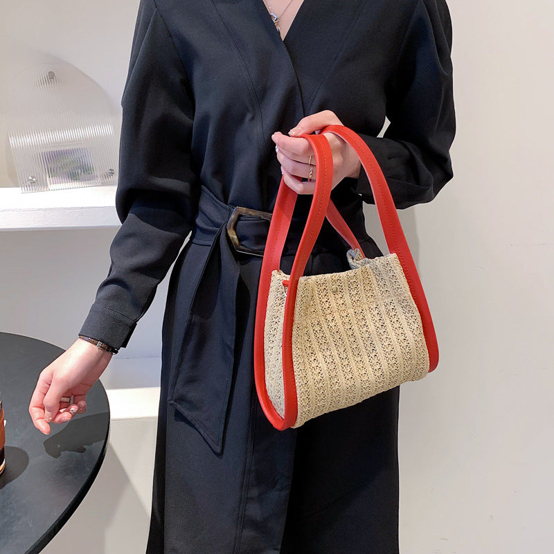 Black Textured One Handle Handheld Bag