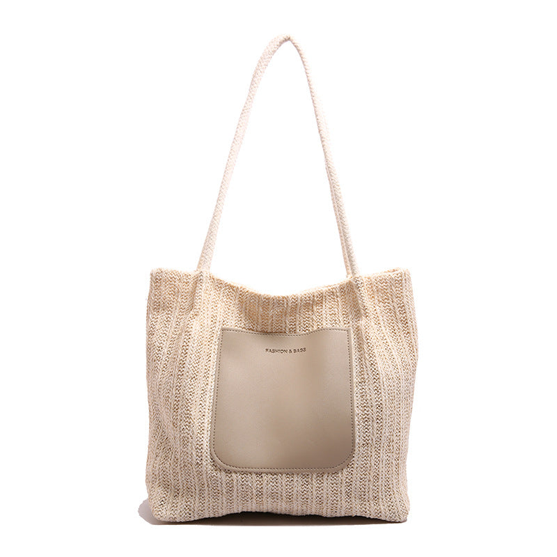 Black Textured Two Handles Handheld Bag