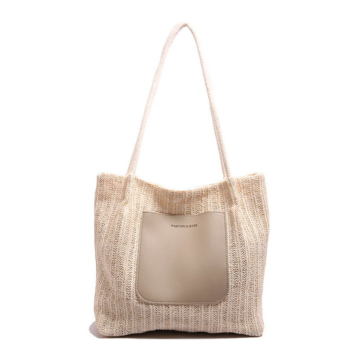 Black Textured Two Handles Handheld Bag