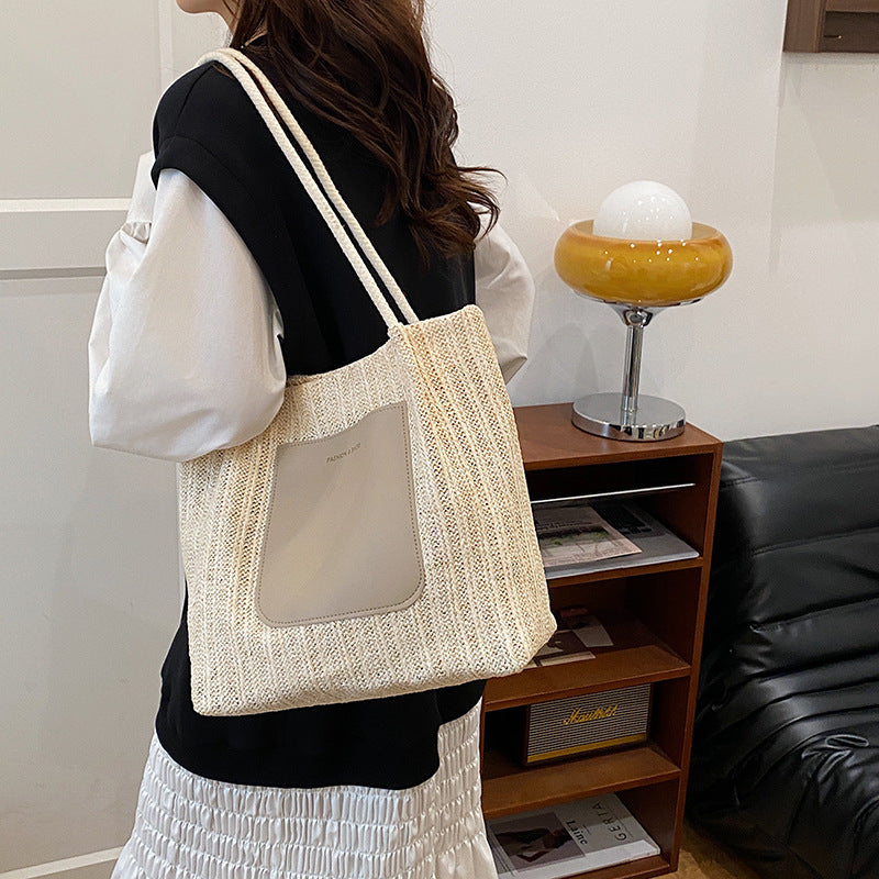 Black Textured Two Handles Handheld Bag