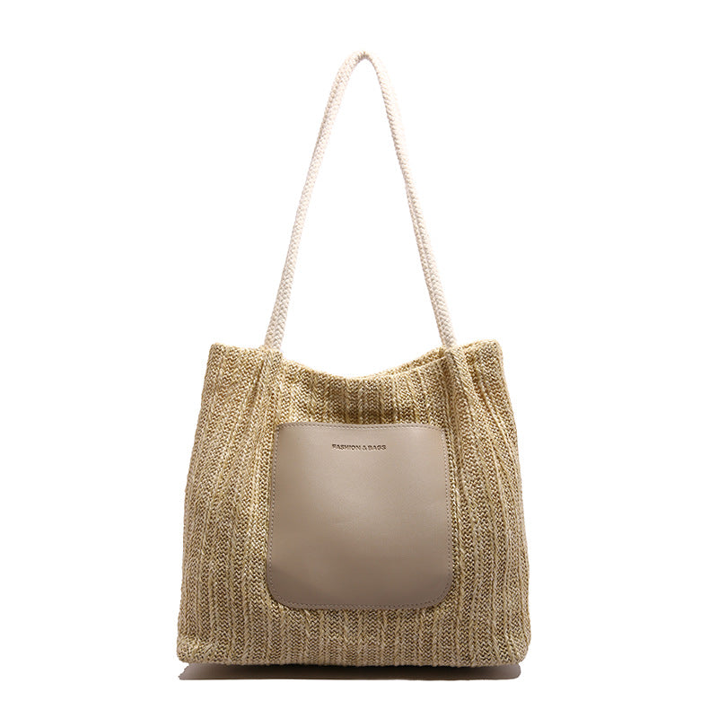 Black Textured Two Handles Handheld Bag