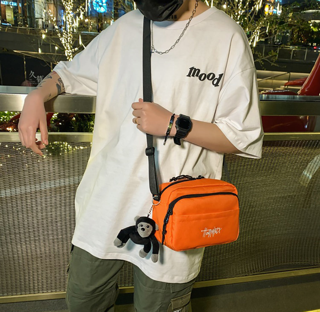 Orange Printed Crossbody Sling Bag