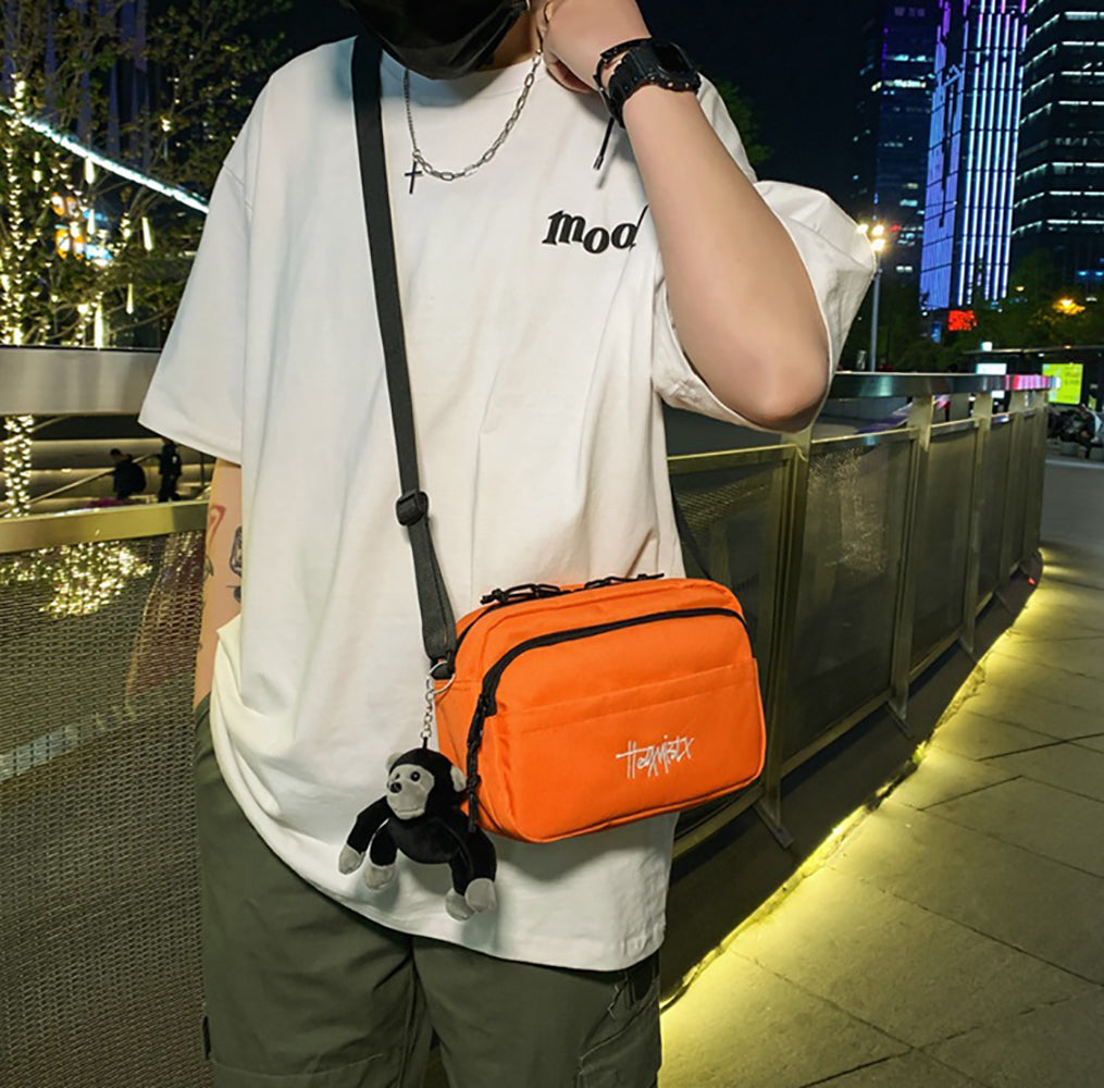 Orange Printed Crossbody Sling Bag