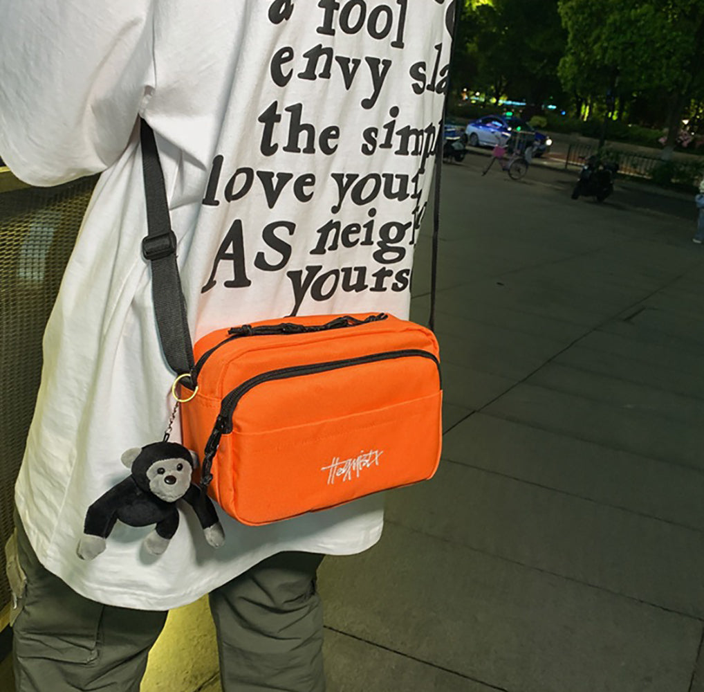 Orange Printed Crossbody Sling Bag