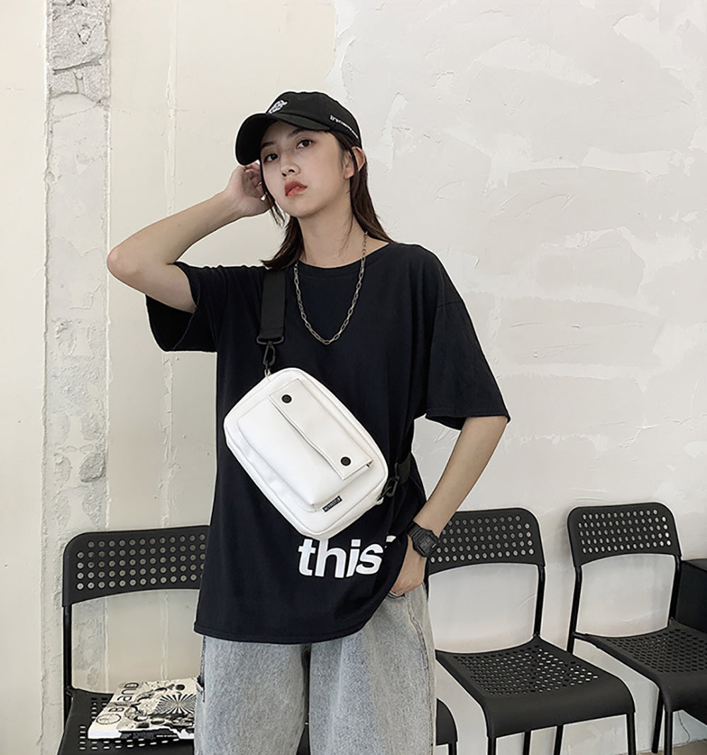 White Solid Crossbody Shoulder Bag