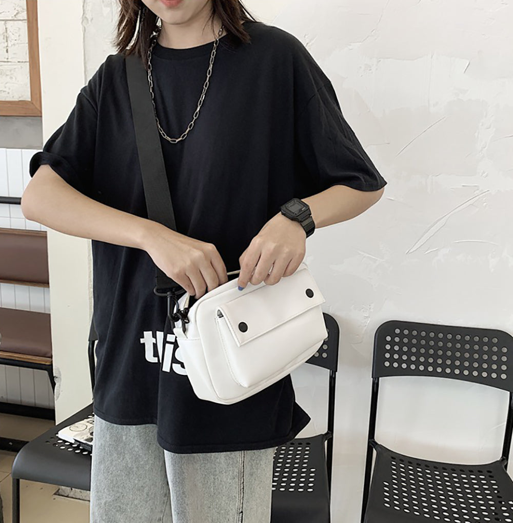 White Solid Crossbody Shoulder Bag