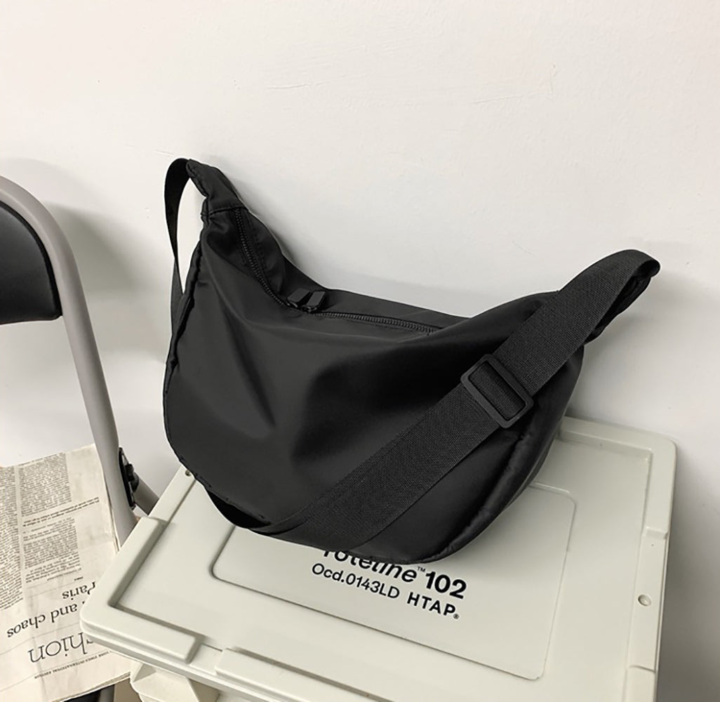 Black Solid Crossbody Sling Bag