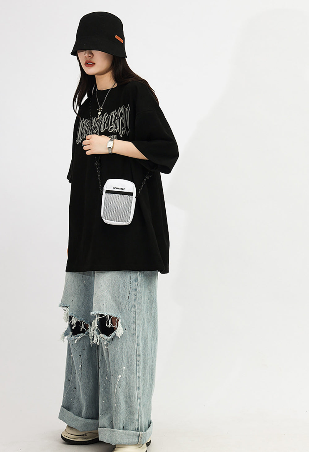White Printed Crossbody Shoulder Bag