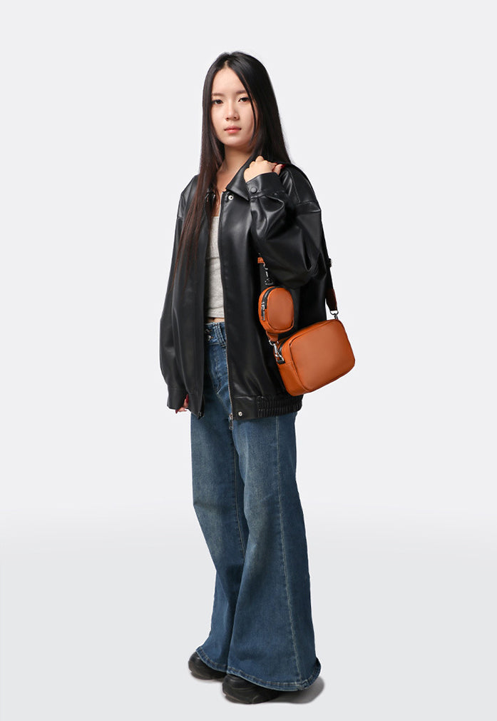 Black Solid One Handle Sling Bag